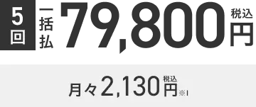 施術回数5回 一括払 78,000円税込 月々2,130円税込