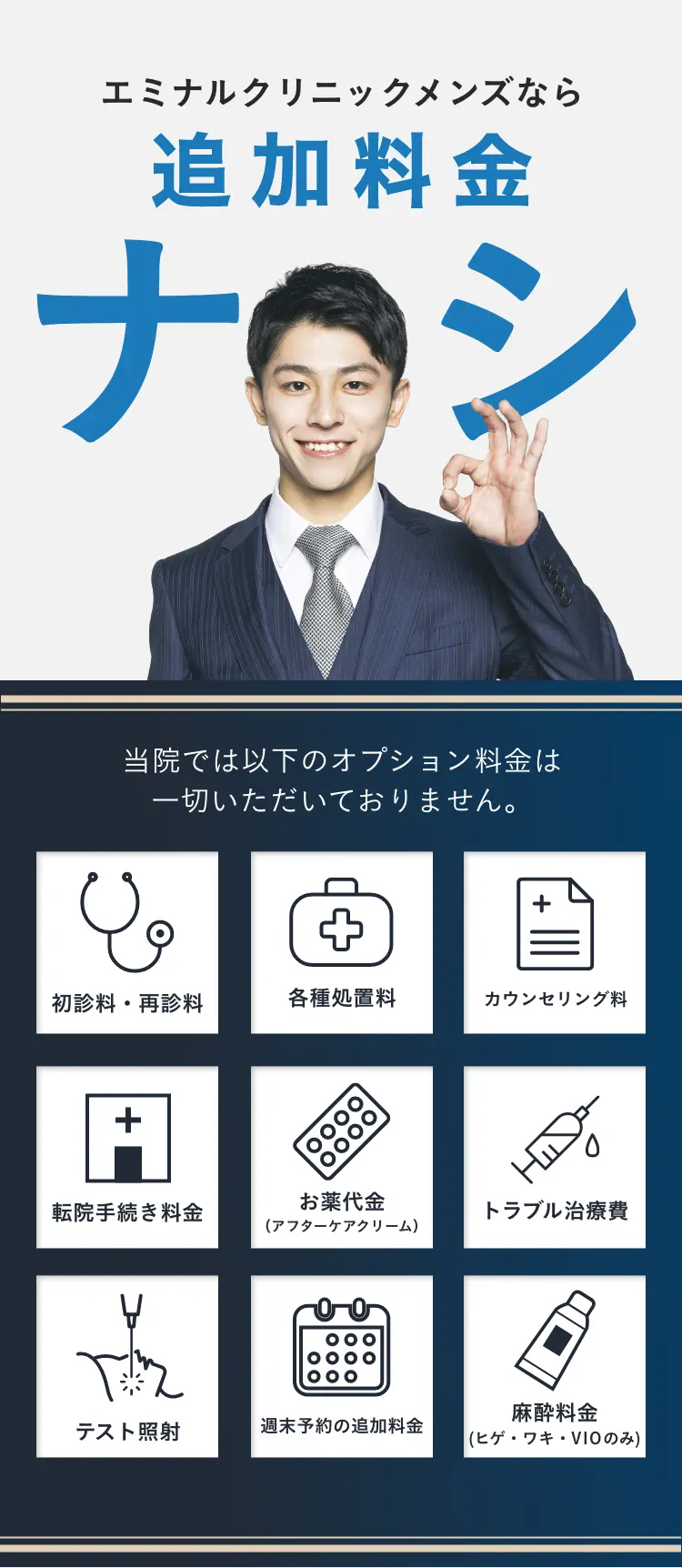 エミナルクリニックメンズなら追加料金ナシ