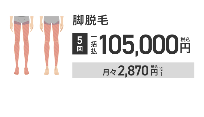 エミナルクリニックメンズの脚脱毛5回105,000円