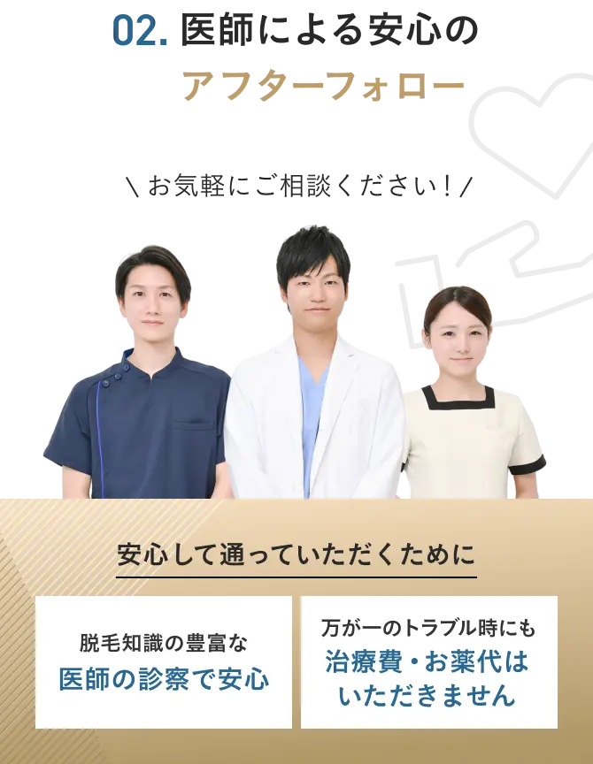 医師による安心のアフターフォロー