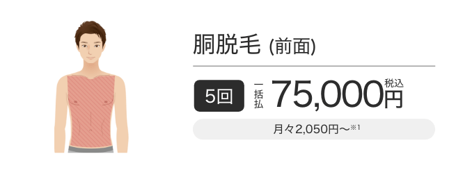胴脱毛(前面) 5回一括払税込75,000円