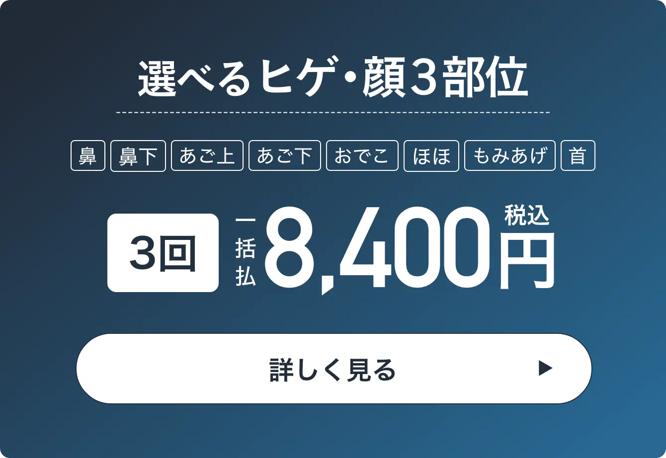 選べるヒゲ・顔3部位 一括払8,400円（税込）